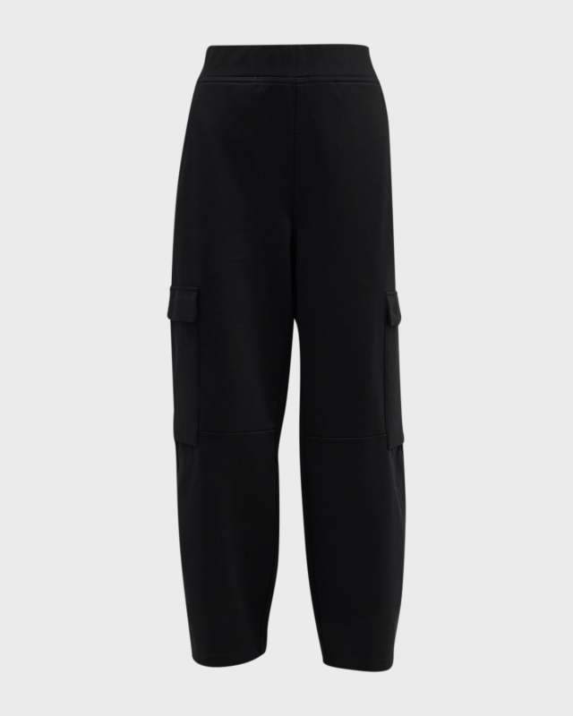 Petite Cropped Straight-Leg Ponte Cargo Pants